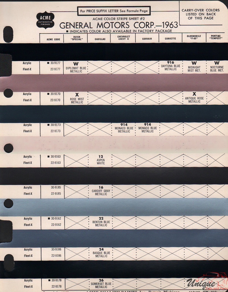 1963 General Motors Paint Charts Acme 2